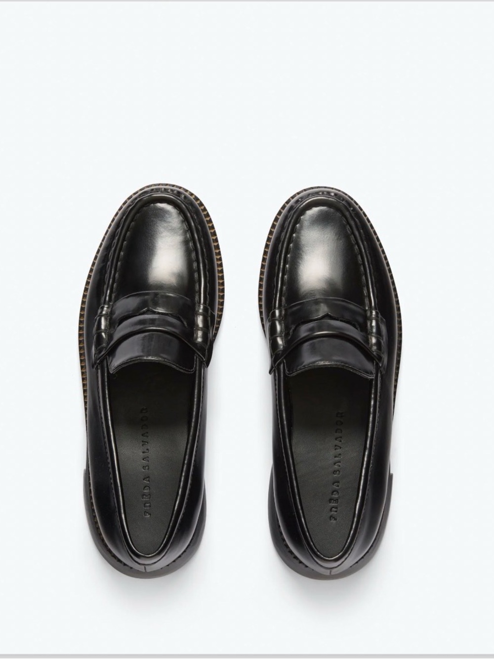 EUC Freda Salvador Elba Penny Loafers in Black Spazzolato Size 9.5